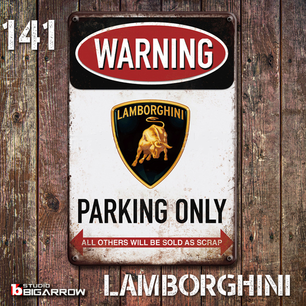 141 ブリキ看板 20×30㎝ LAMBORGHINI ランボルギーニ ガレージ メタルプレート アメリカンインテリア USフェンス 世田谷ベース
