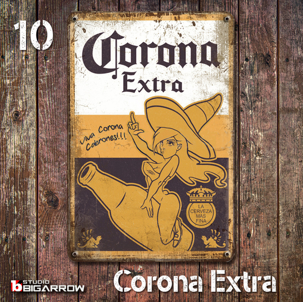 10 ブリキ看板 20×30㎝ CORONA EXTRA コロナビール ガレージ メタルサイン アメリカンインテリア USフェンス 世田谷ベース