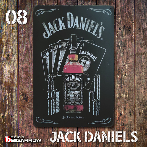08 ブリキ看板 20×30㎝ JACK DANIELS ジャックダニエル ガレージ メタルサイン アメリカンインテリア USフェンス 世田谷ベース