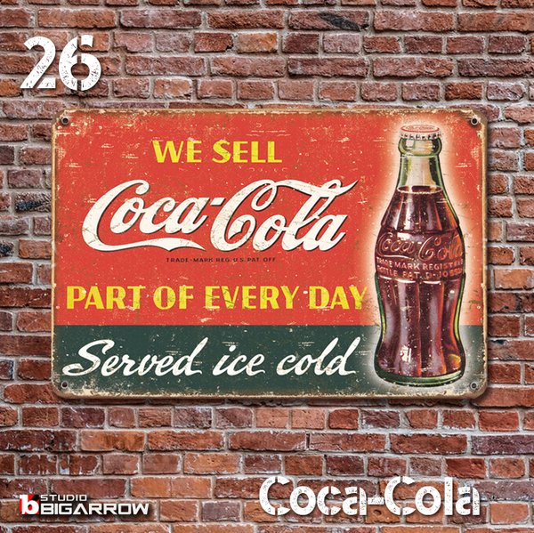 26 ブリキ看板 20×30㎝ Coca-Cola コカ・コーラ ガレージ メタルプレート アメリカンインテリア USフェンス 世田谷ベース