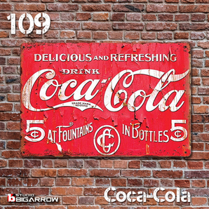109 ブリキ看板 20×30㎝ Coca-Cola コカ・コーラ ガレージ メタルプレート アメリカンインテリア USフェンス 世田谷ベース