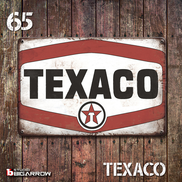 65 ブリキ看板 20×30㎝ TEXACO テキサコ ガレージ メタルプレート アメリカンインテリア USフェンス 世田谷ベース