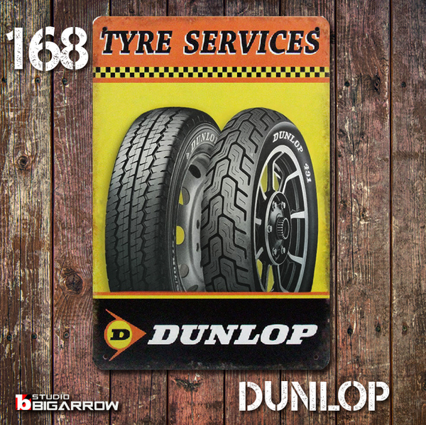 168 ブリキ看板 20×30㎝ DUNLOP ダンロップ ガレージ メタルプレート アメリカンインテリア USフェンス 世田谷ベース
