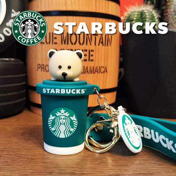 STARBUCKS スターバックス ストラップ付キーホルダー キーチェーン グリーン ベアリスタ アメリカン雑貨