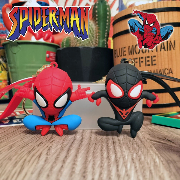 スパイダーマン SPIDERMAN MARVEL 赤黒2個セット キーホルダー チェーン ストラップ 世田谷ベース アメリカン雑貨