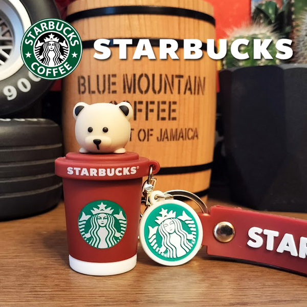 STARBUCKS スターバックス ストラップ付キーホルダー キーチェーン ブラウン ベアリスタ アメリカン雑貨