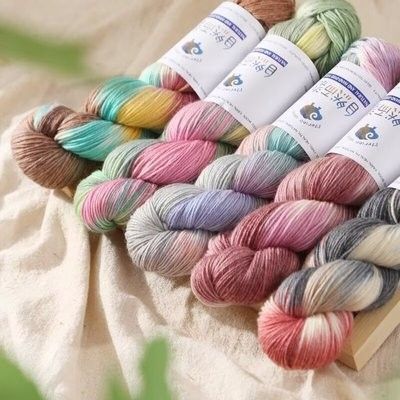 手染め毛糸 ソックヤーン 高品質ウール 3カセ 約300g 編み物②