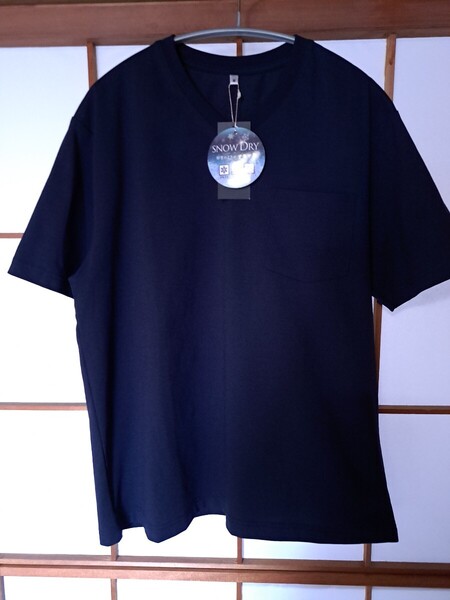 新品未使用 メンズ M Vネックメッシュ半袖Tシャツ 即決 送料無料 AOら 接触冷感 ドライ さらさらタッチ スポーツ ゴルフ
