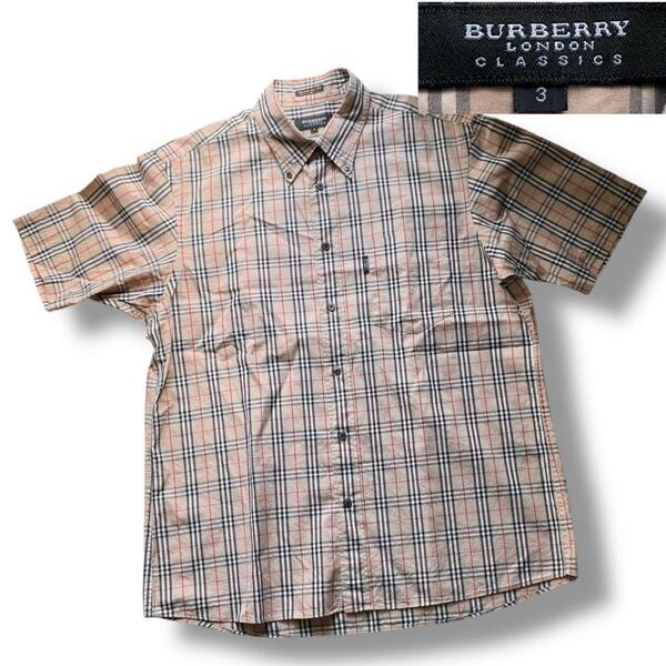 BURBERRY LONDON バーバリーロンドン 三陽商会 ノバチェック 半袖 ボタン シャツ size 3 日本製 アーカイブ ヴィンテージ