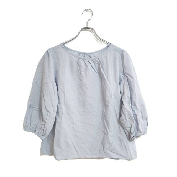 DHC コットンブラウス 七分袖 ライトブルー 9号 綿100% 柔らか 薄手 春夏 涼しい シンプル 上品
