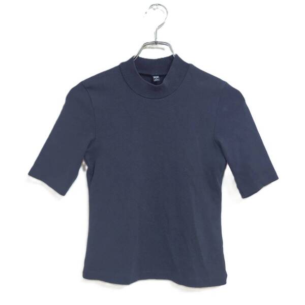 ユニクロ 半袖 モックネック Tシャツ ストレッチ素材 ブラック S