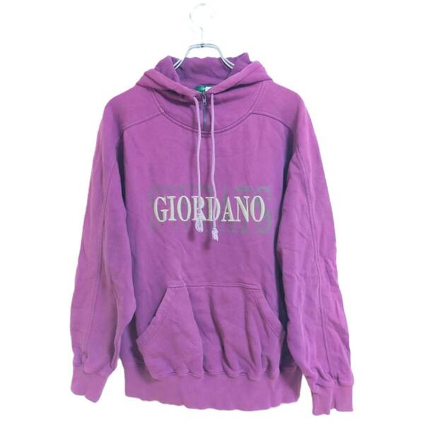 GIORDANO プルオーバーパーカー ロゴ刺繍 パープル系 Lサイズ相当