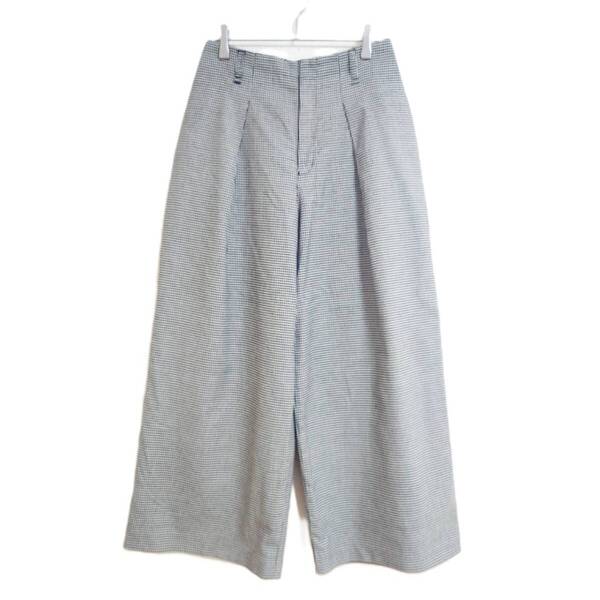 アクアガール ワイドパンツ 千鳥格子柄 ウエストゴム グレー M 美品