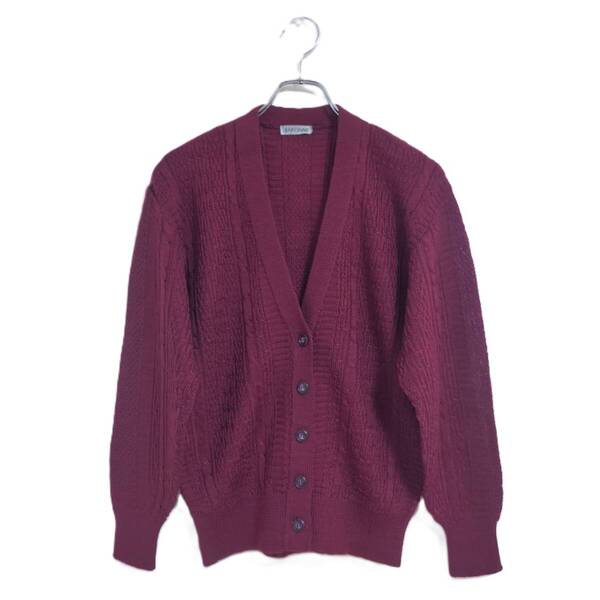 BARONNE ニット カーディガン L ワインレッド 羽織り 上品 春秋