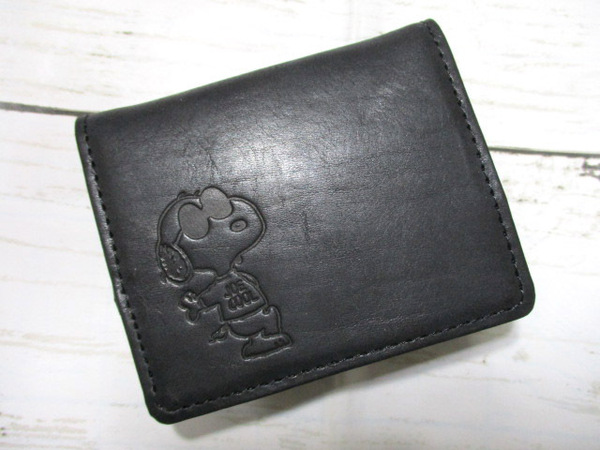 新品 小銭入れ メンズ スヌーピー SNOOPY Peanuts ブランド コインケース BOX 財布 本革 牛革 Joe Cool ブラック