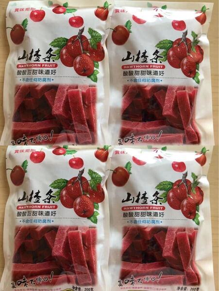 山査条 サンザシスティック 山査子 さんざし 中華お菓子 200g X 4袋セット
