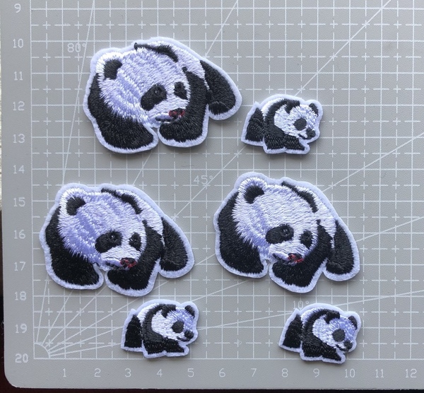 6枚組親子パンダ ワッペン 刺繍ワッペン アイロンワッペン アップリケ 新品 アイロン接着 ぱんだ 熊猫