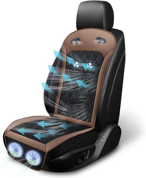 クールシート 乗用車用 2025【無段階風量調整 DC12V/24V対応 立体通気孔】カーシート カバー4つ強力ファン装備 3Dメッシュ 冷風送風
