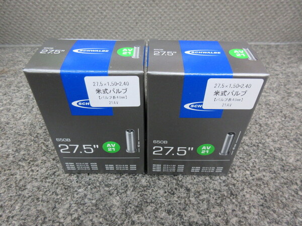 シュワルベ/ schwalbe AV21 27.5x1.50-2.40 チューブ2本/米式バルブ 未使用品