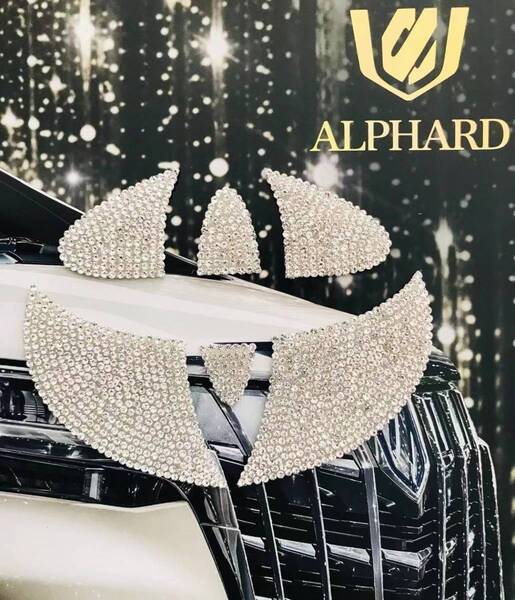 2A/SV★新品★トヨタ ALPHARD アルファード 30系 前期 後期★純正リア バックドア エンブレム専用 クリスタル ステッカー★両面テープ付き