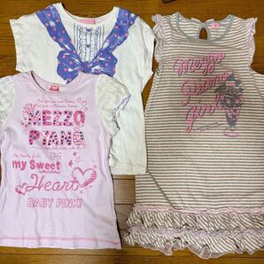 【送料無料】メゾピアノ 150 女の子 夏服3点セット(Tシャツ2枚+チュニックワンピ)かわいいデザイン多数♪