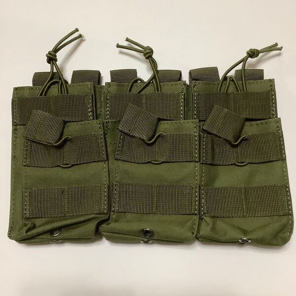 M4/M16用 オープントップ マガジン ポーチ 6本 収納 モール対応 サバゲー 装備 OD アーミーグリーン