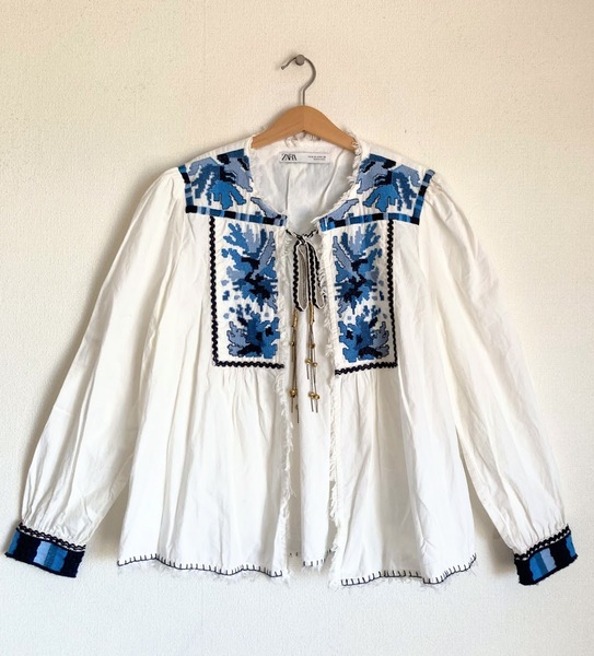 送料無料!ZARA ザラ クロスステッチ刺繍ボレロジャケット/民族衣装/フォークロア/民芸/エスニック/ボヘミアン/ヨーロッパヴィンテージ/IENA