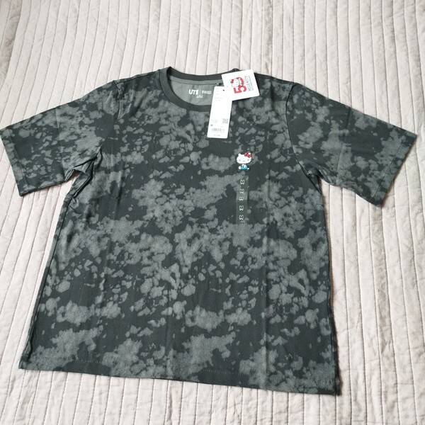 1点のみ 未使用 ユニクロ ハローキティ 50th アニバーサリー ut 半袖 Tシャツ M 綿100 ダークグレー キティ 夏 匿名 送料無料