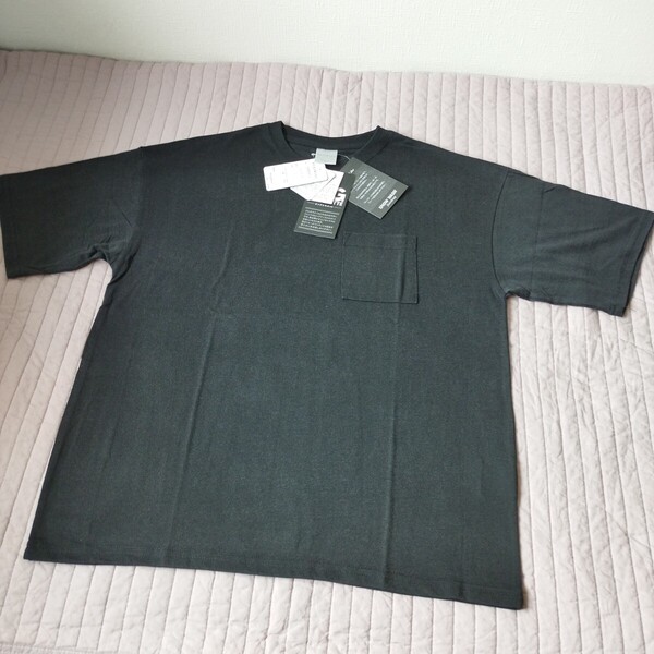 未使用 ビッグシルエット 半袖 Tシャツ 男女兼用 L 黒 ウォッシュ加工 ヴィンテージ風 柔らかな風合い 胸ポケット 匿名 送料無料