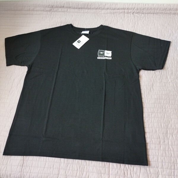 1点のみ 未使用 前後プリント モノクロブー 半袖 Tシャツ 大きい 3L 幅60 丈74 黒 ブラック 可愛い ブタ 夏 キャラクター 匿名 送料無料
