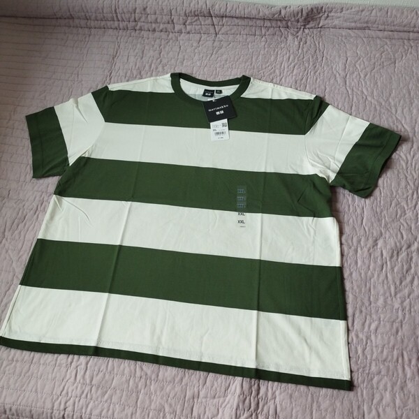 未使用 ユニクロ UNIQLO 綿100 マリメッコ marimekko グラフィック Tシャツ 大きい xxl 半袖 レディース olive ボーダー 匿名 送料無料