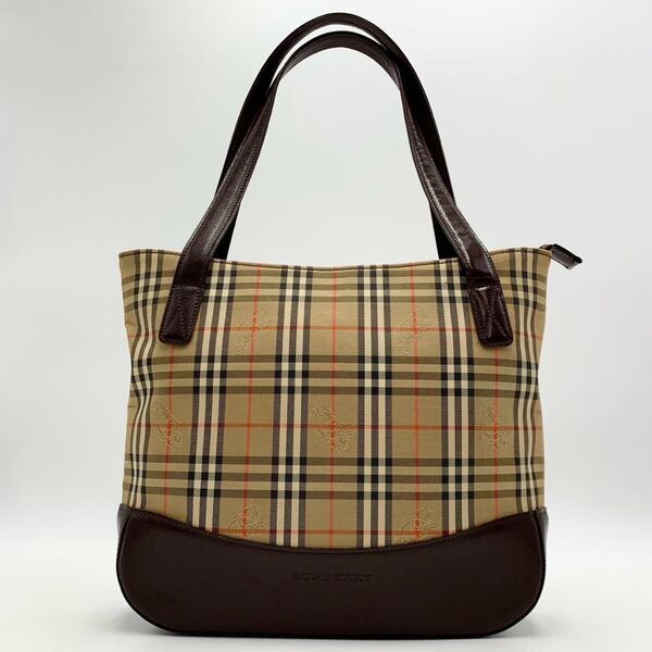 【美品】バーバリー Burberry トートバッグ ハンドバッグ ノバチェック サフィアーノレザー