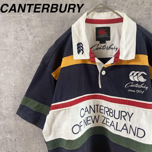 CANTERBURY ボーダーポロシャツ 半袖 ラガシャツ カラフル Lメンズ