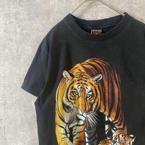 IMPORT GEAR 古着 虎Tシャツ 黒 半袖 両面プリント Mメンズ