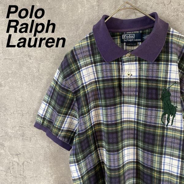 Polo Ralph Lauren チェック柄ポロシャツ 半袖 鹿子 Lメンズ