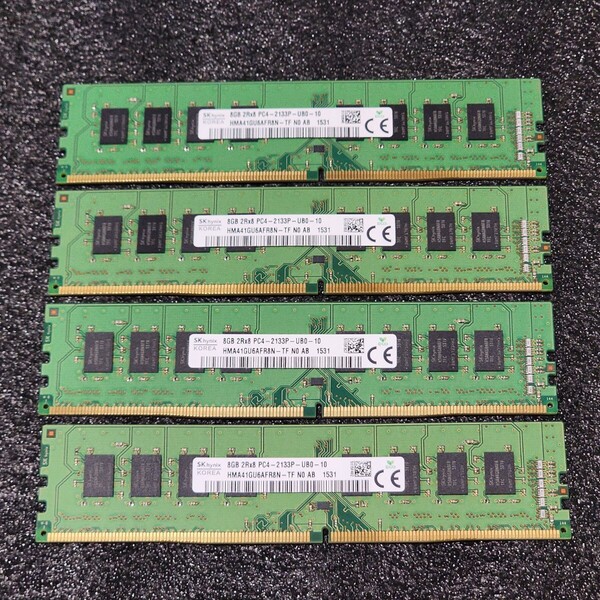 SK HYNIX DDR4-2133MHz 32GB (8GB×4枚キット) HMA41GU6AFR8N-TF 動作確認済み デスクトップ用 PCメモリ