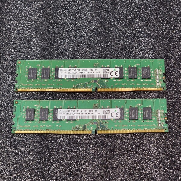 SK HYNIX DDR4-2133MHz 16GB (8GB×2枚キット) HMA41GU6AFR8N-TF 動作確認済み デスクトップ用 PCメモリ