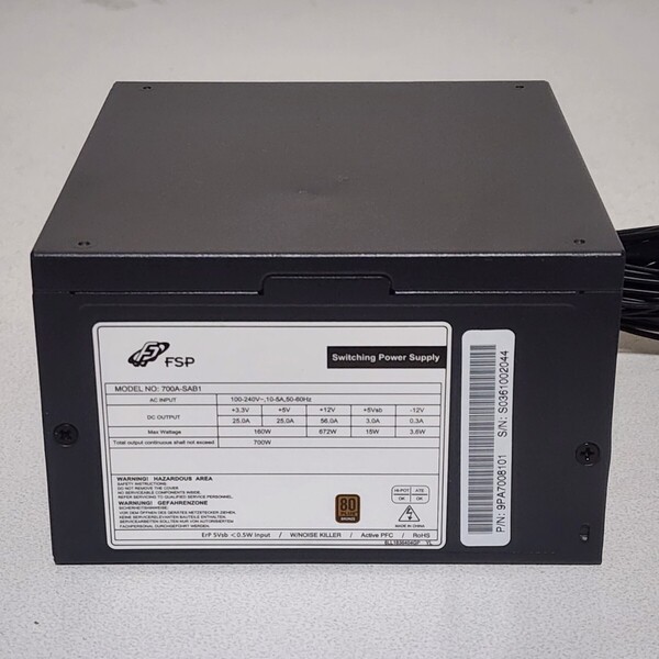 FSP GROUP 700A-SAB1 700W 80PLUS BRONZE認証 ATX電源ユニット 動作確認済み PCパーツ