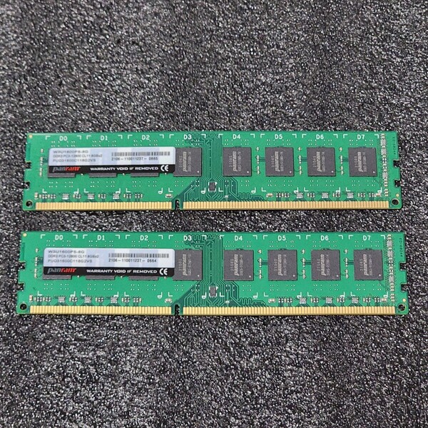 PANRAM DDR3-1600MHz 16GB (8GB×2枚キット) PUD31600C118G2VS 動作確認済み デスクトップ用 PCメモリ