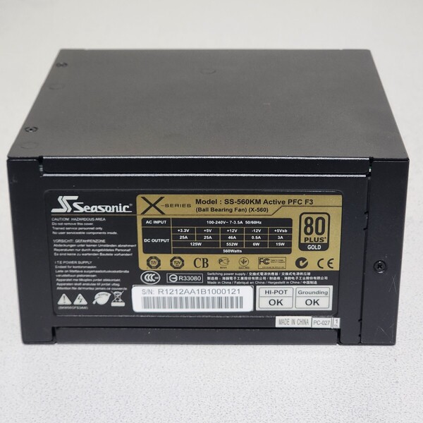 Seasonic X-SERIES SS-560KM(X-560) 560W 80PLUS GOLD認証 ATX電源ユニット フルプラグイン 動作確認済み PCパーツ 550W
