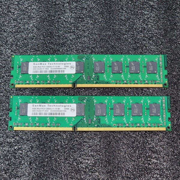 SanMax DDR3-1600MHz 16GB (8GB×2枚キット) SMD-8G28C1P-16KZ 動作確認済み デスクトップ用 PCメモリ