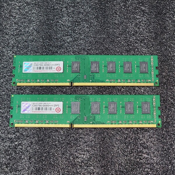 Transcend DDR3-1600MHz 16GB (8GB×2枚キット) 動作確認済み デスクトップ用 PCメモリ