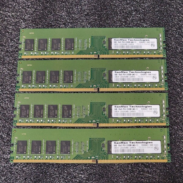 SanMax DDR4-2400MHz 32GB (8GB×4枚キット) SMD4-U8G48MB-24RKX 動作確認済み デスクトップ用 PCメモリ