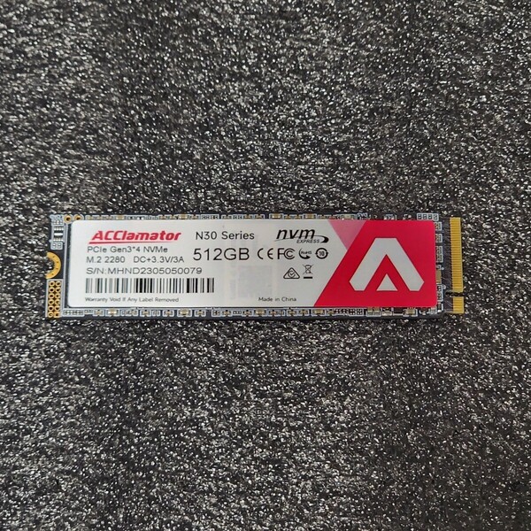 ACClamator N3 Series 512GB NVMe SSD フォーマット済み PCパーツ M.2 2280 動作確認済み 480GB 500GB