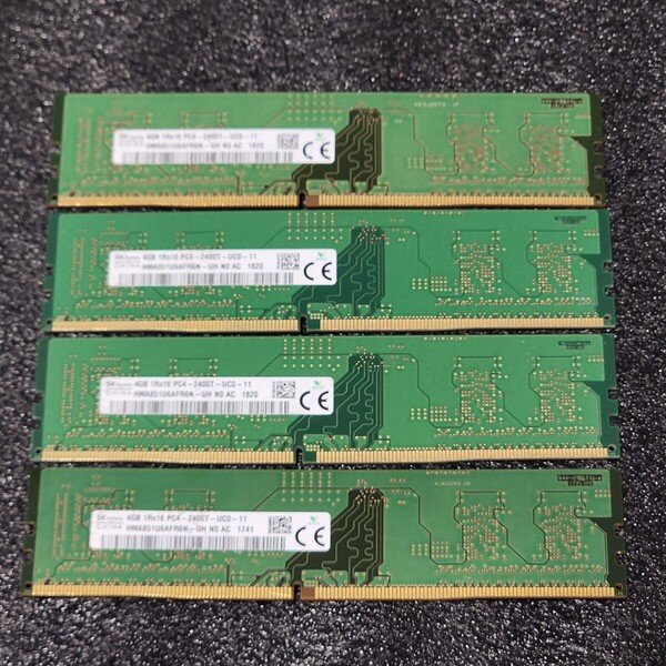 SK HYNIX DDR4-2400MHz 16GB (4GB×4枚キット) HMA851U6AFR6N-UH 動作確認済み デスクトップ用 PCメモリ