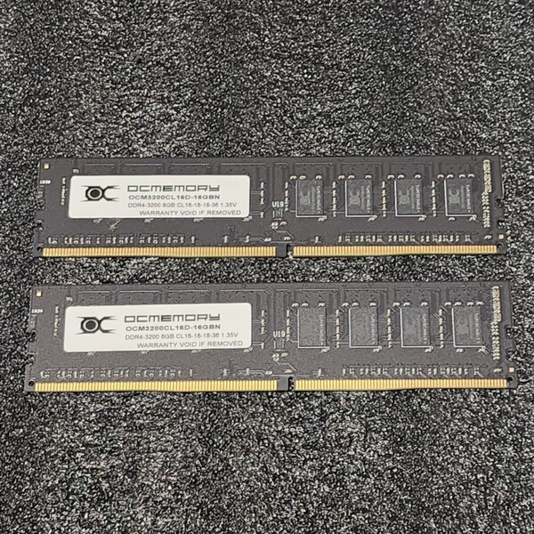 OCMEMORY DDR4-3200MHz 16GB (8GB×2枚キット) OCM3200CL16D-16GBN 動作確認済み デスクトップ用 PCメモリ