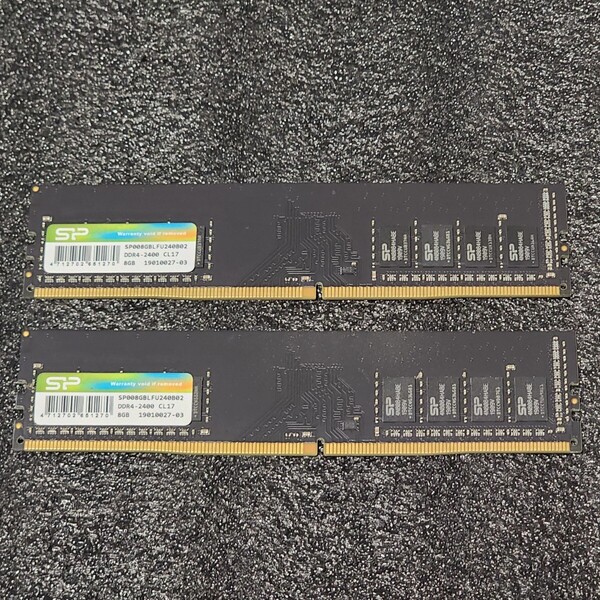 SiliconPower DDR4-2400MHz 16GB (8GB×2枚キット) SP008GBLFU240B02 動作確認済み デスクトップ用 PCメモリ