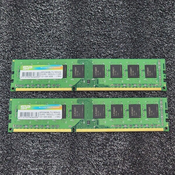 SiliconPower DDR3-1600MHz 16GB (8GB×2枚キット) SP008GBLTU160N02 動作確認済み デスクトップ用 PCメモリ