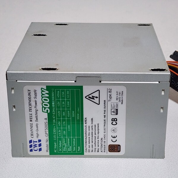 CWT GPT500S-A 500W 80PLUS BRONZE認証 ATX電源ユニット 動作確認済み PCパーツ