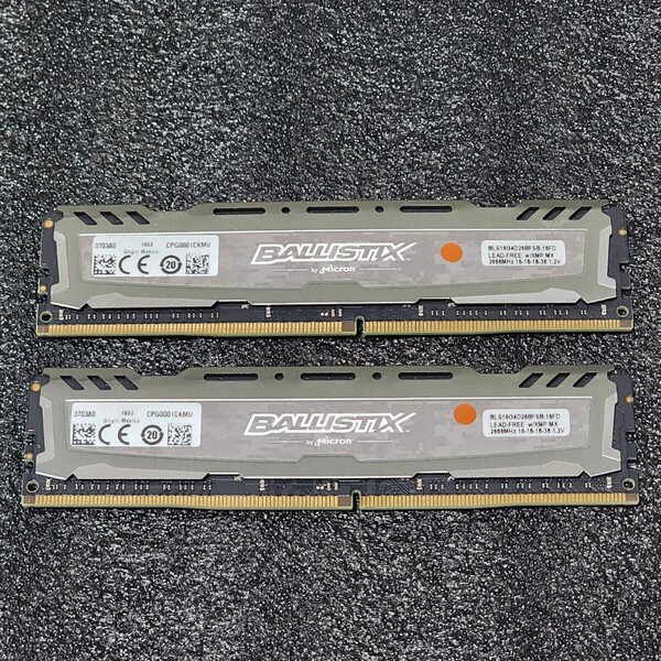 CRUCIAL BALLISTIX DDR4-2666MHz 32GB (16GB×2枚キット) BLS16G4D26BFSB.16FD 動作確認済み デスクトップ用 PCメモリ